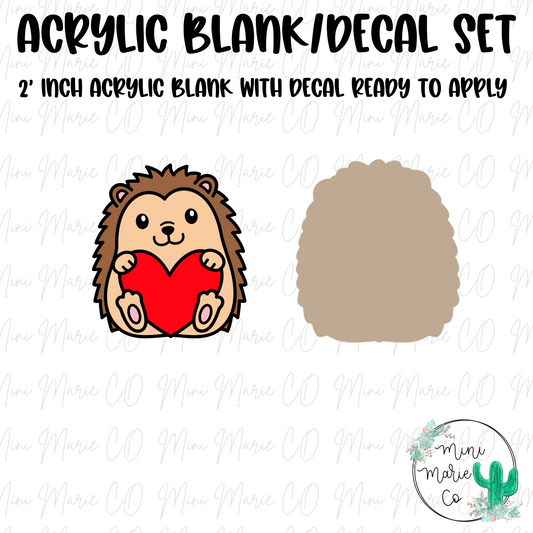 Baby Hedgehog with Heart Acrylic Blank/Decal Set