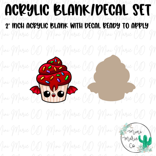 Batty Cupcake Acrylic Blank/Decal Set