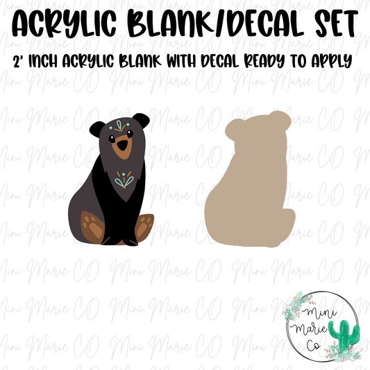 Black Bear Acrylic Blank/Decal Set