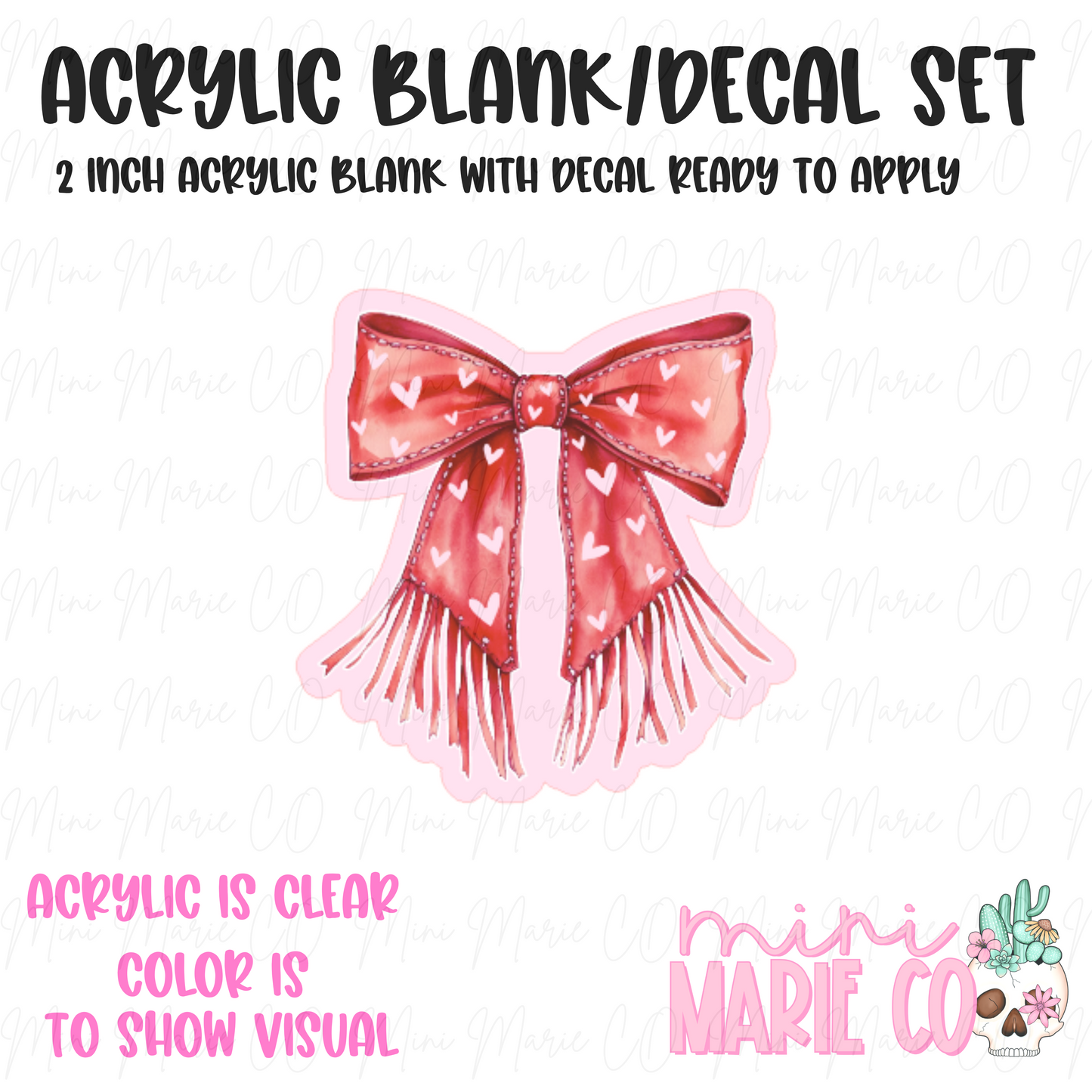 Red Western Bow Acrylic Blank/Decal Set