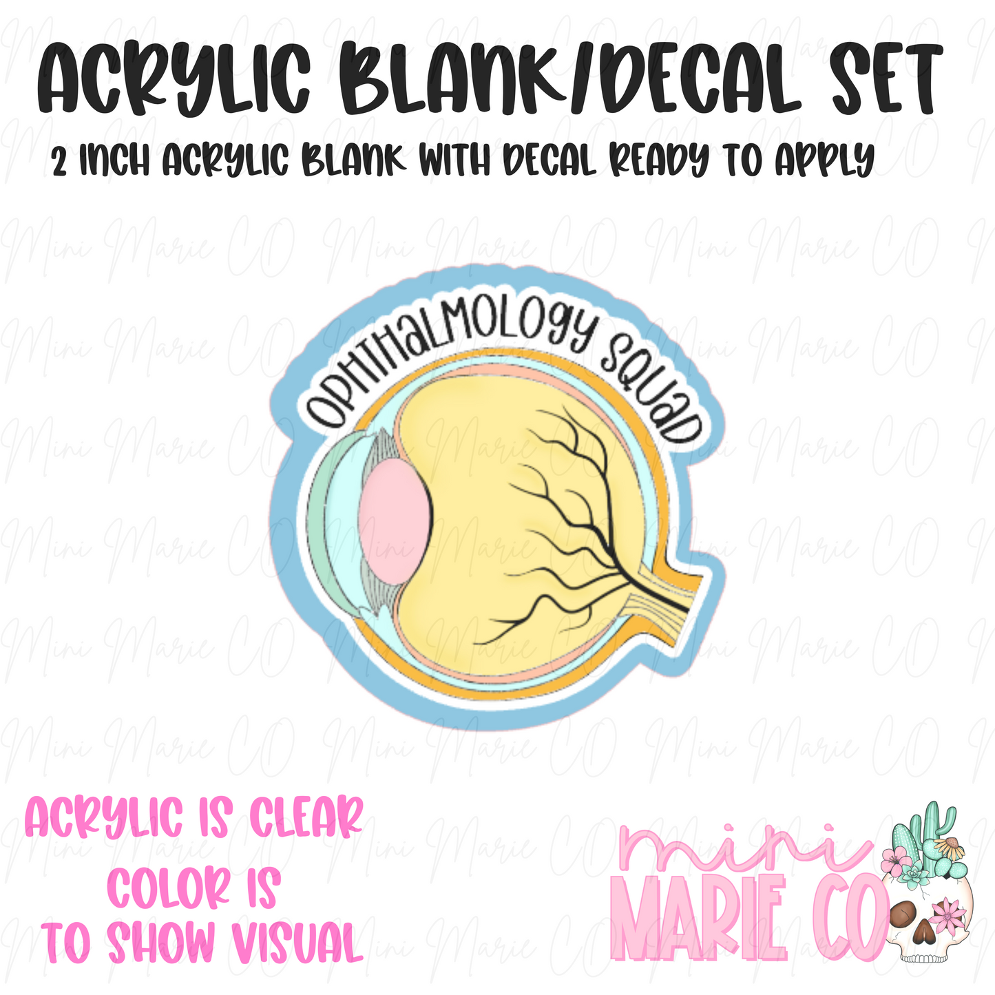 Ophthalmology Acrylic Blank/Decal Set