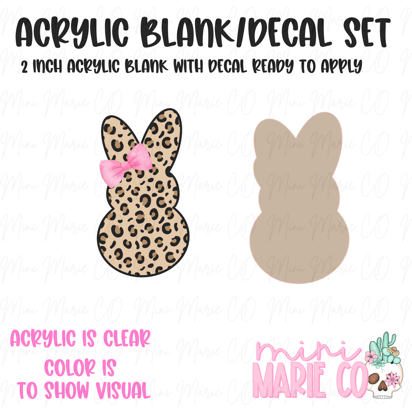 Leopard Bunny Acrylic Blank/Decal Set