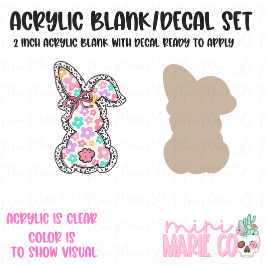 Floral Bunny Acrylic Blank/Decal Set