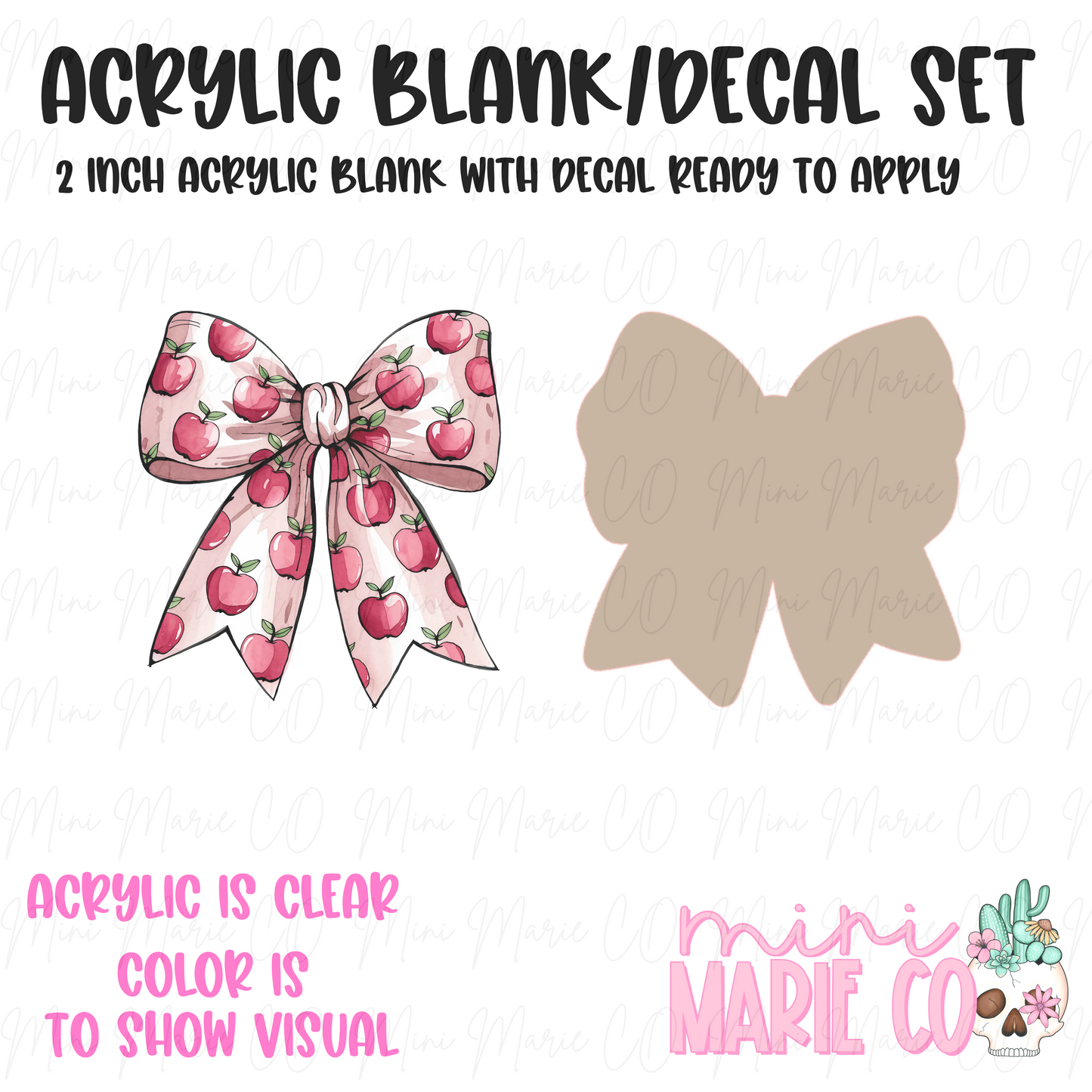 Apple Bow Acrylic Blank/Decal Set