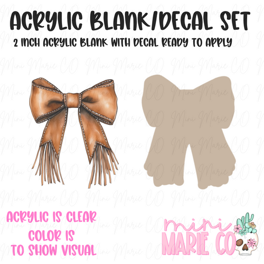 Brown Western Bow Acrylic Blank/Decal Set