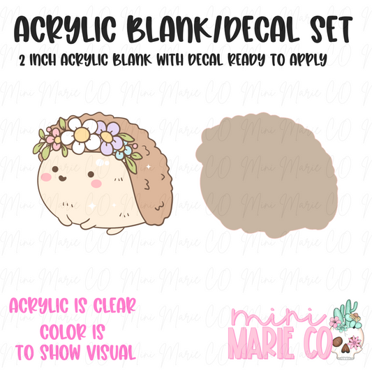 Floral Hedgehog Acrylic Blank/Decal Set