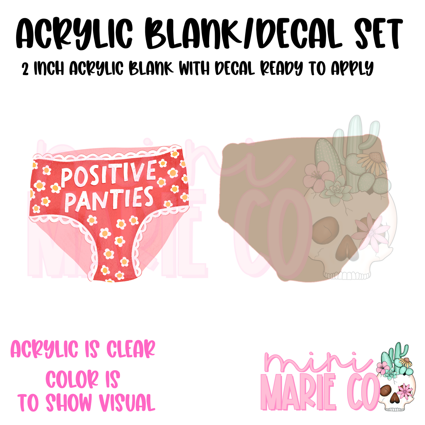 Positive Panties Acrylic Blank/Decal Set