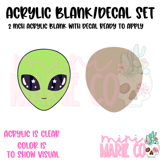 Alien Head Acrylic Blank/Decal Set