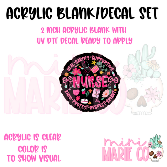 Nurse Circle Acrylic Blank/ UV DTF Decal Set