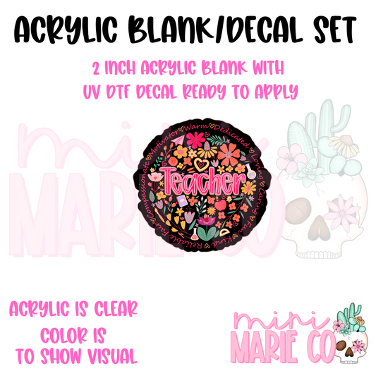 Teacher Circle Acrylic Blank/ UV DTF Decal Set