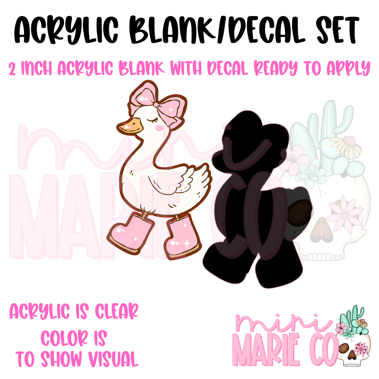 Happy Pink Coquette Goose Acrylic Blank/Decal Set