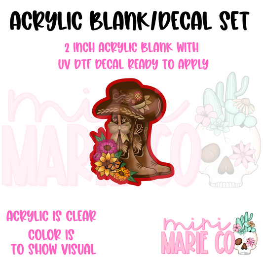 Mexican Cowgirl Acrylic Blank/ UV DTF Decal Set