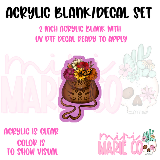 Bolsa Purse With Flowers Acrylic Blank/UV DTF Decal Set