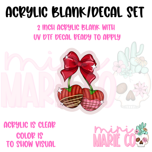 Strawberry Pan Dulce Concha Coquette Bow Acrylic Blank/UV DTF Decal Set