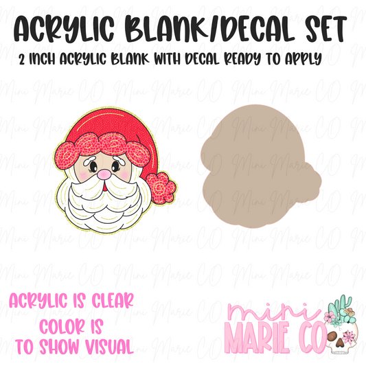 Santa Glitter Acrylic Blank/Decal Set