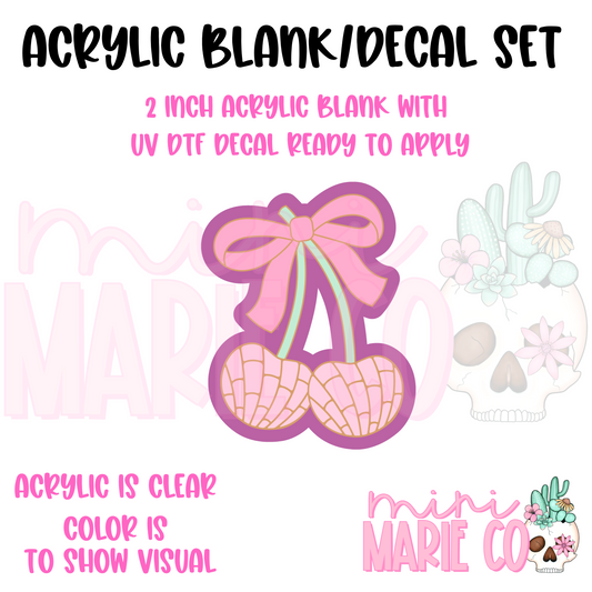 Pink Cherry Concha Acrylic Blank/UV DTF Decal Set