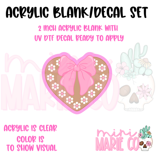 Clay Heart Acrylic Blank/UV DTF Decal Set