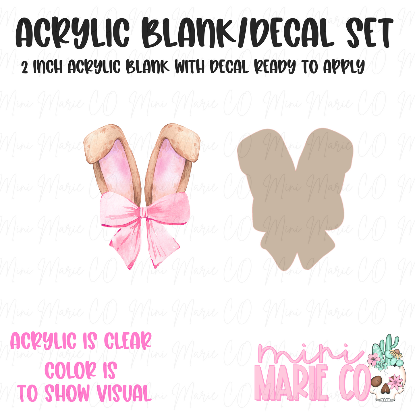 Coquette Bunny Ears Acrylic Blank/Decal Set