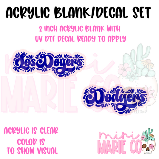 Dodgers 2 Options Acrylic Blank/UV DTF Decal Set