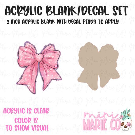 Cotton Candy Bow Acrylic Blank/Decal Set