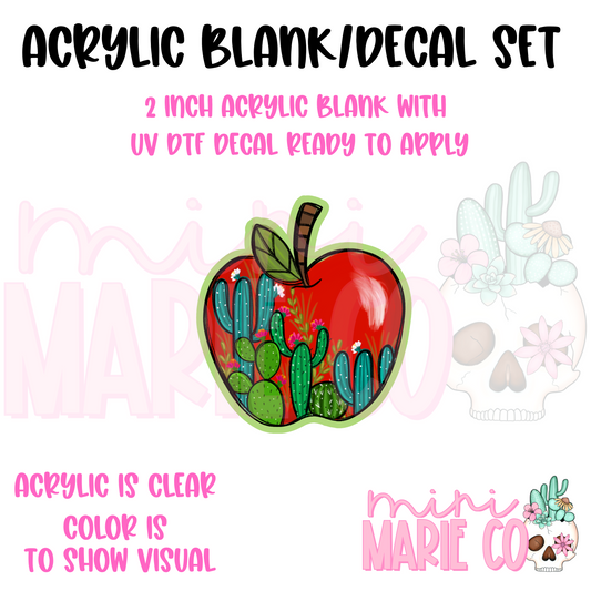 Cactus Apple Acrylic Blank/UV DTF Decal Set