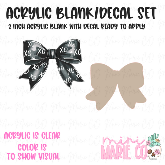 XOXO Black Bow Acrylic Blank/Decal Set