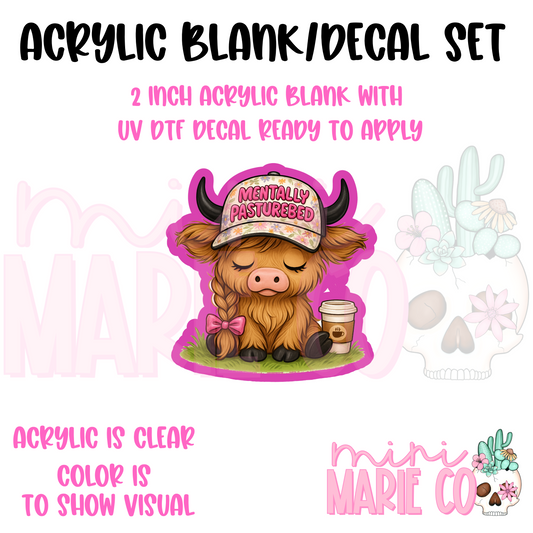 Mentally Pasturebed Acrylic Blank/UV DTF Decal Set