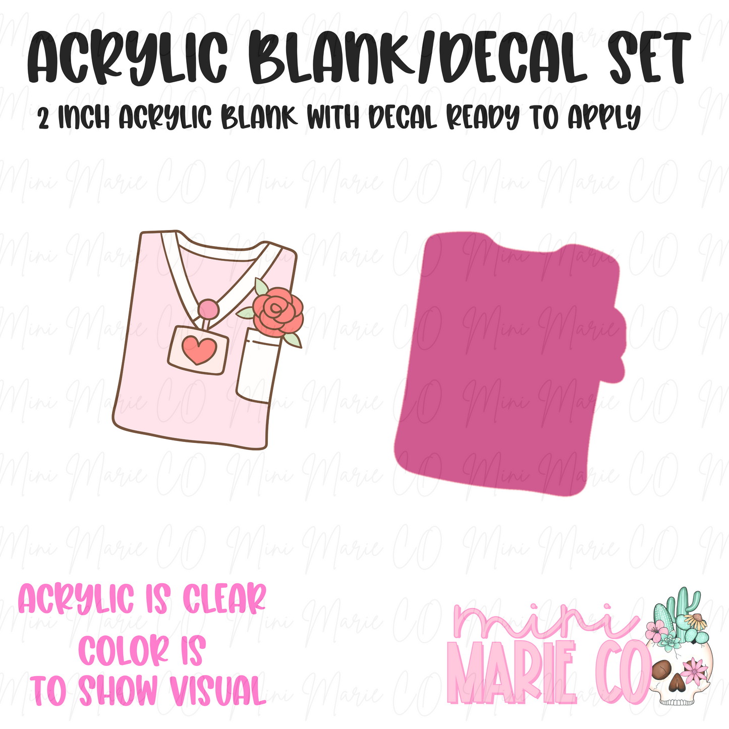 Vday Scrub Top Acrylic Blank/Decal Set