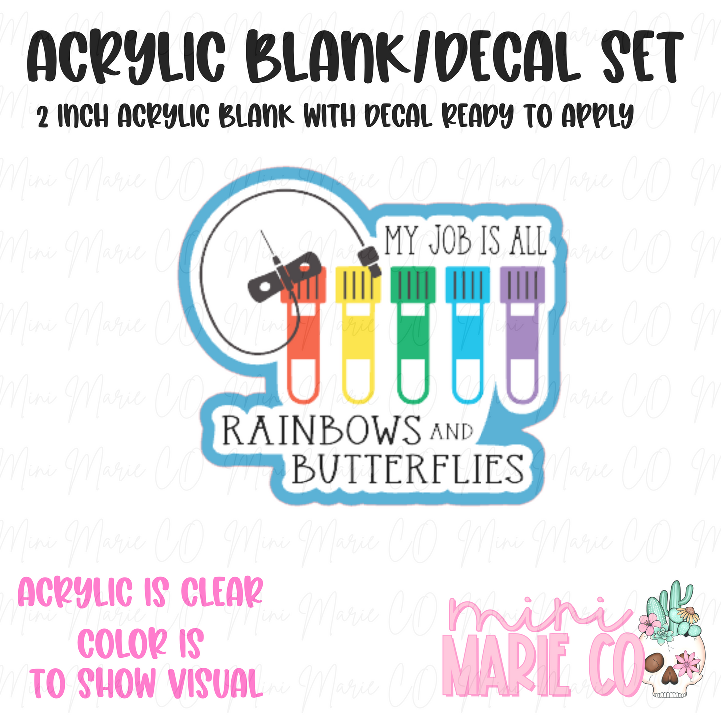 Rainbows and Butterflies Acrylic Blank/Decal Set