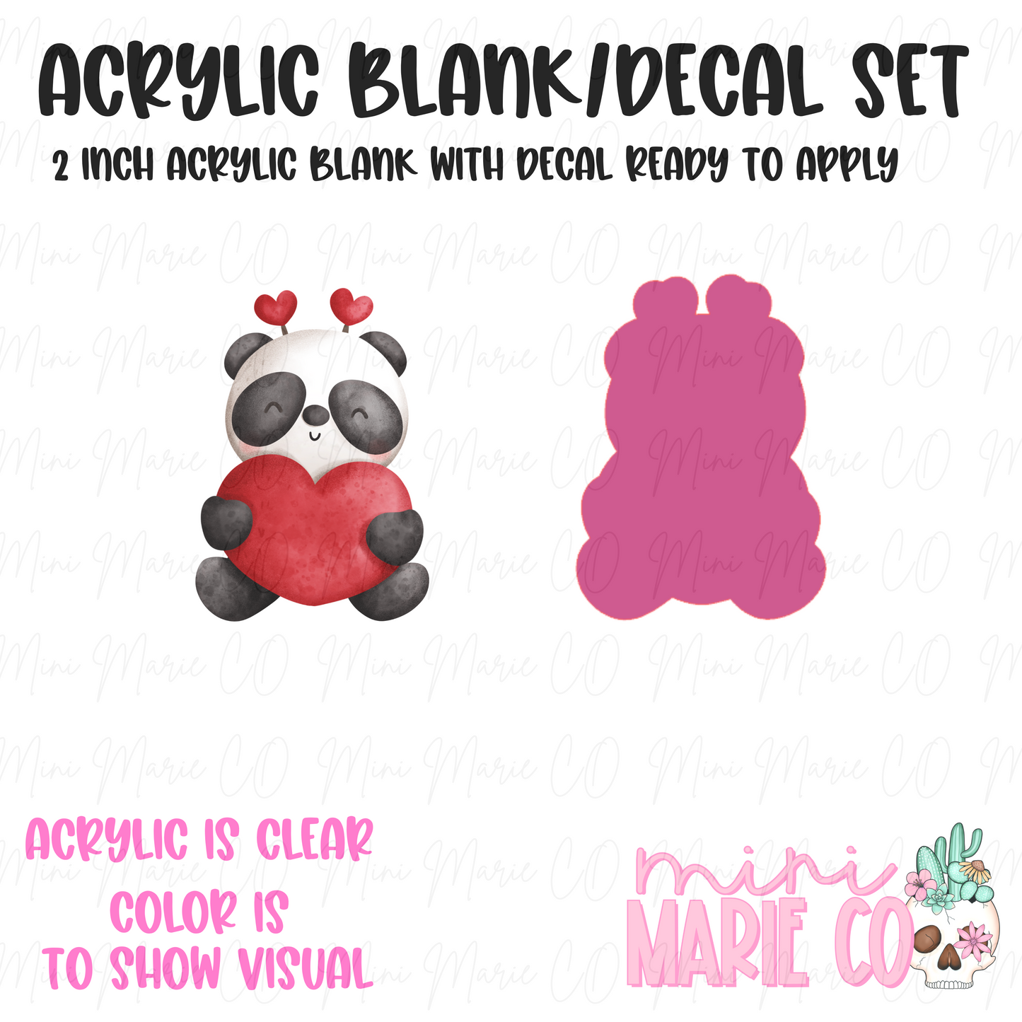 Vday Panda Acrylic Blank/Decal Set