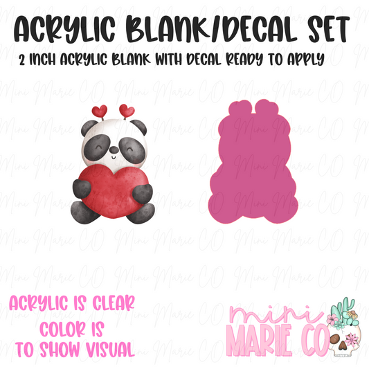 Vday Panda Acrylic Blank/Decal Set