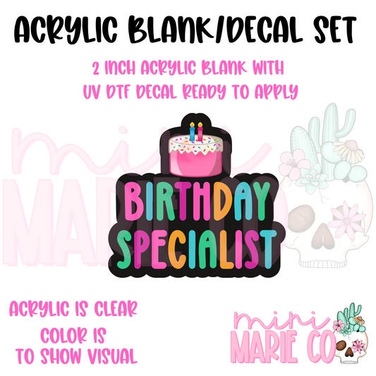 Birthday Specialist Acrylic Blank/UV DTF Decal Set