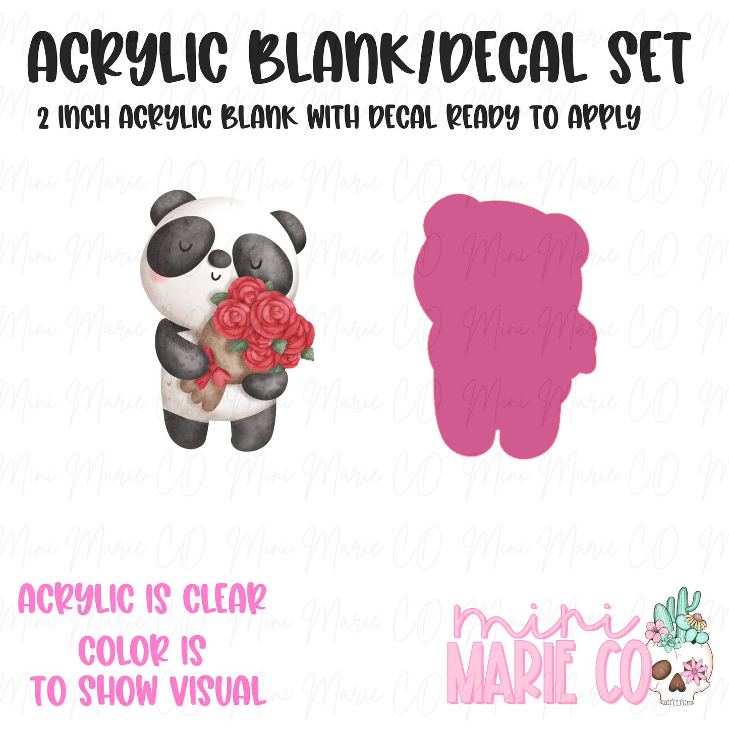 Panda Roses Acrylic Blank/Decal Set