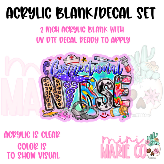 Correctional Nurse Collage Acrylic Blank/UV DTF Decal Set