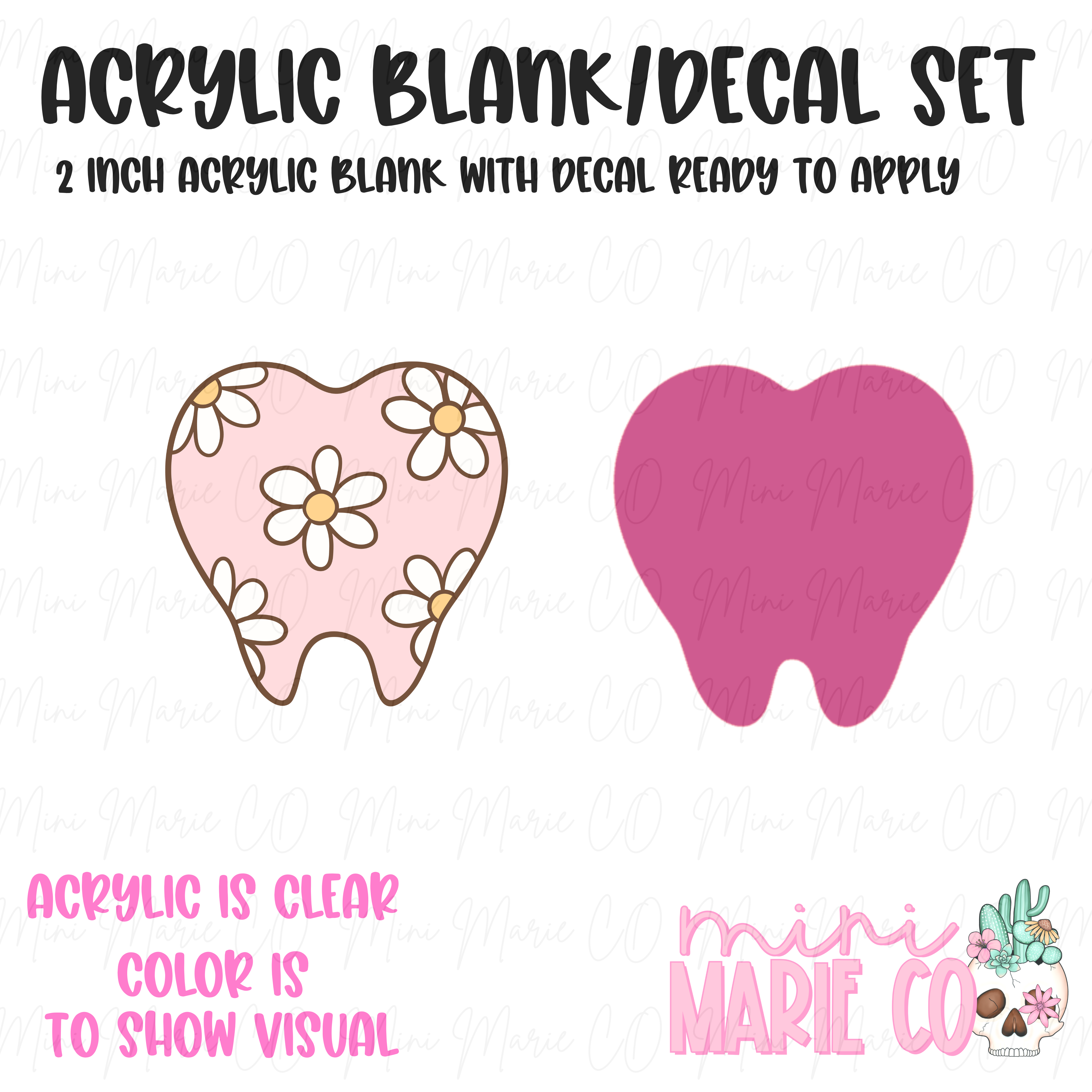 Floral Tooth Acrylic Blank/Decal Set – Mini Marie CO.