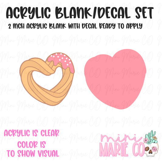 Heart Churro Acrylic Blank/Decal Set