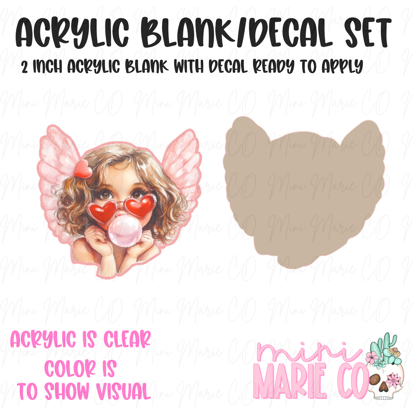 Sunglass Angel Bubble Pop Acrylic Blank/Decal Set