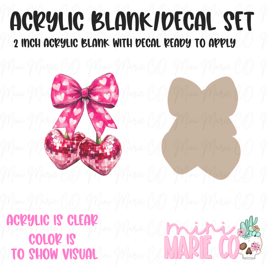 Vday Cherry Bow Acrylic Blank/Decal Set