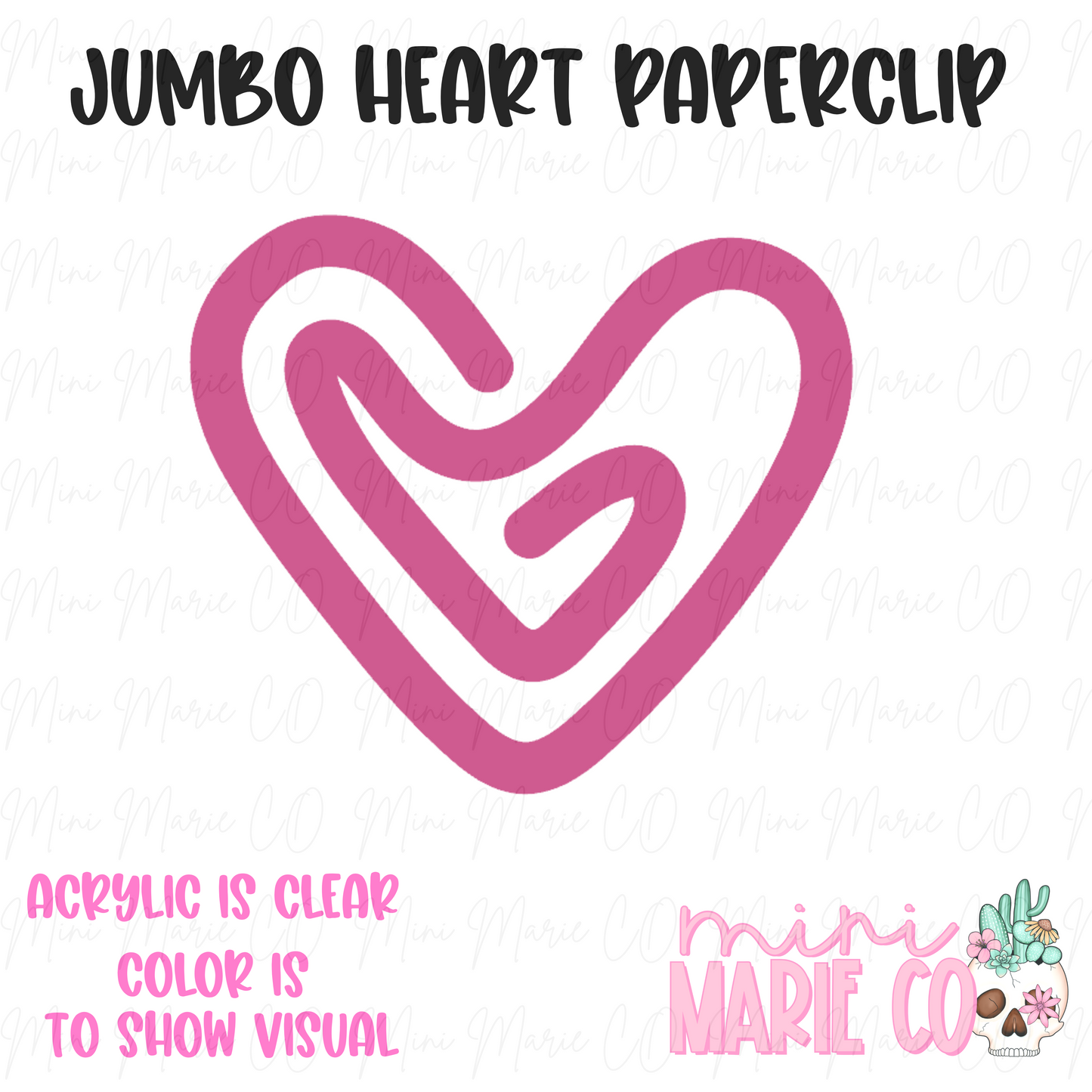 Acrylic Heart Jumbo Paperclip