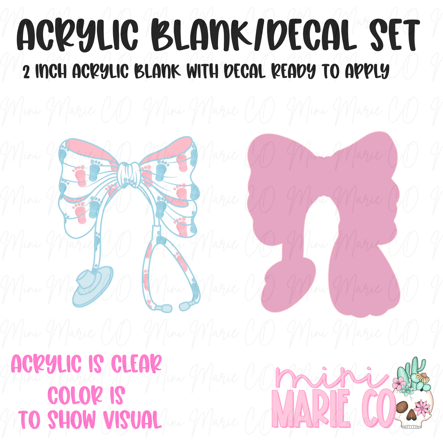 Baby Nurse Bow Acrylic Blank/Decal Set