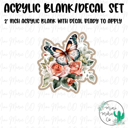 Butterfly Roses Acrylic Blank/Decal Set