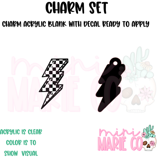 Lightening Bolt Checkered Charm/Decal