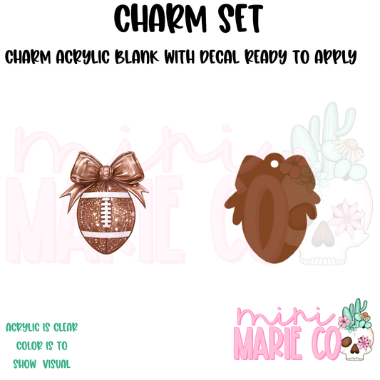 Football with Bow Charm/Decal