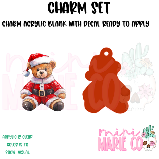 Teddy Bear Santa Charm/Decal