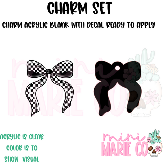 Checkered Bow Charm/Decal