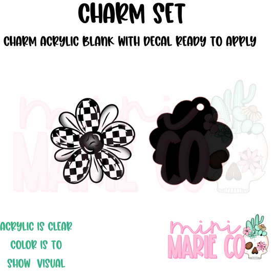 Checkered Sunflower Charm/Decal