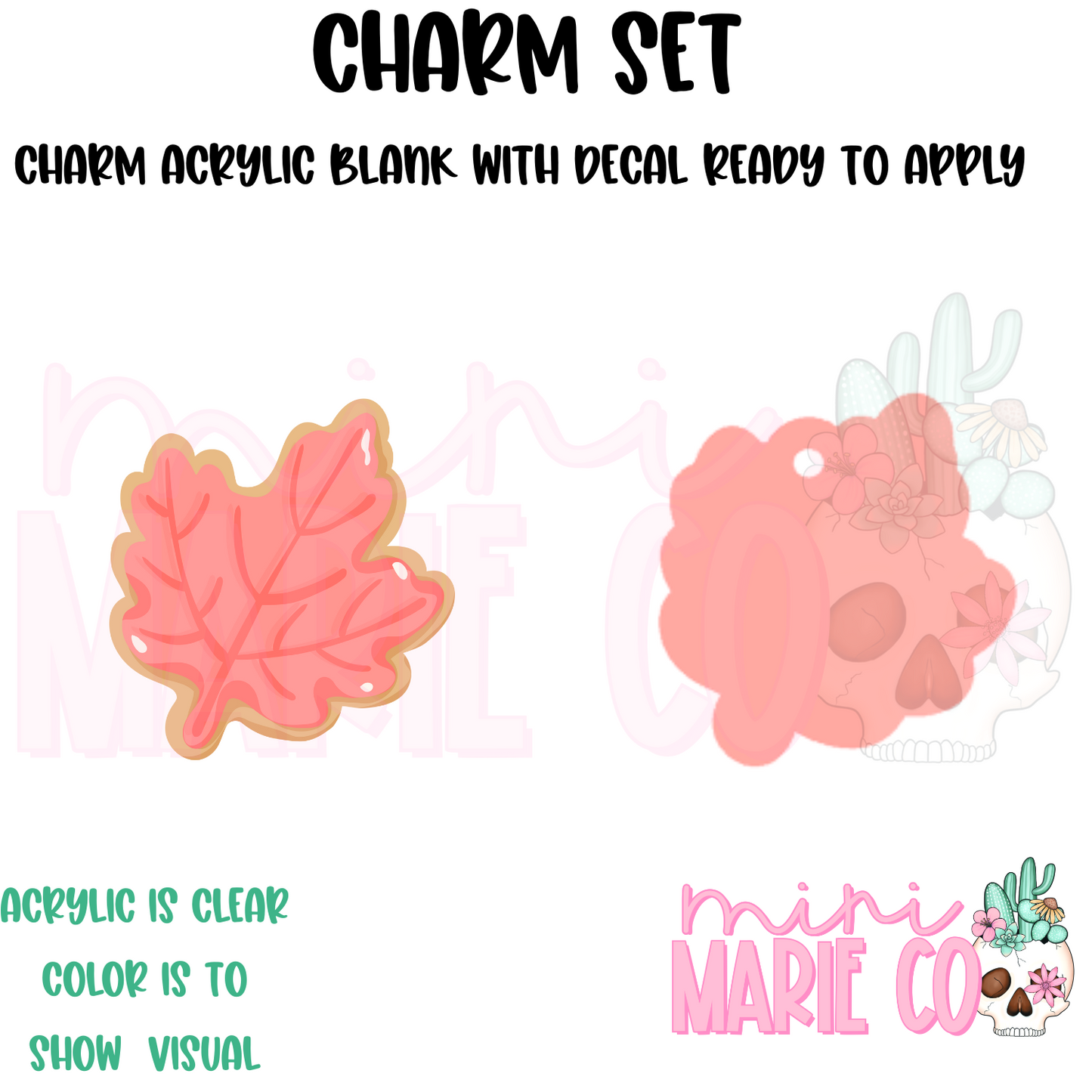 Pink Fall Leaf Charm/Decal