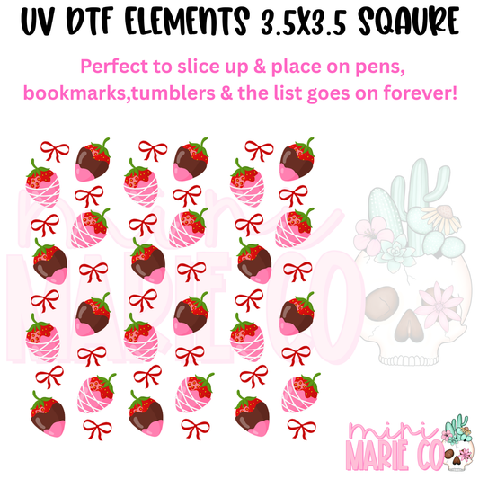 Chocolate Strawberry Element  Square UV DTF