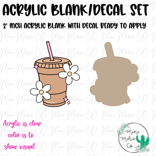 Coffee Daisies  Acrylic Blank/Decal Set