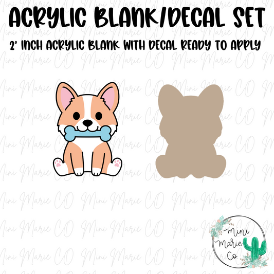 Corgi Bone Acrylic Blank/Decal Set